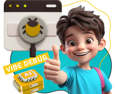 Тестирование & Vibe Debug. Охотники за багами - КИБЕРшкола программирования для детей, компьютерные курсы для школьников, начинающих и подростков - KIBERone г. Королев